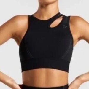 Gymshark Women’s Ultra Seamless Asymmetrical Shoulder Sports Bra – Black